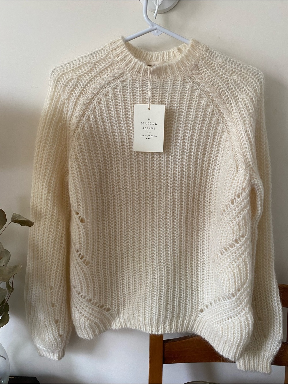 Sezane ivory mock neck sweater